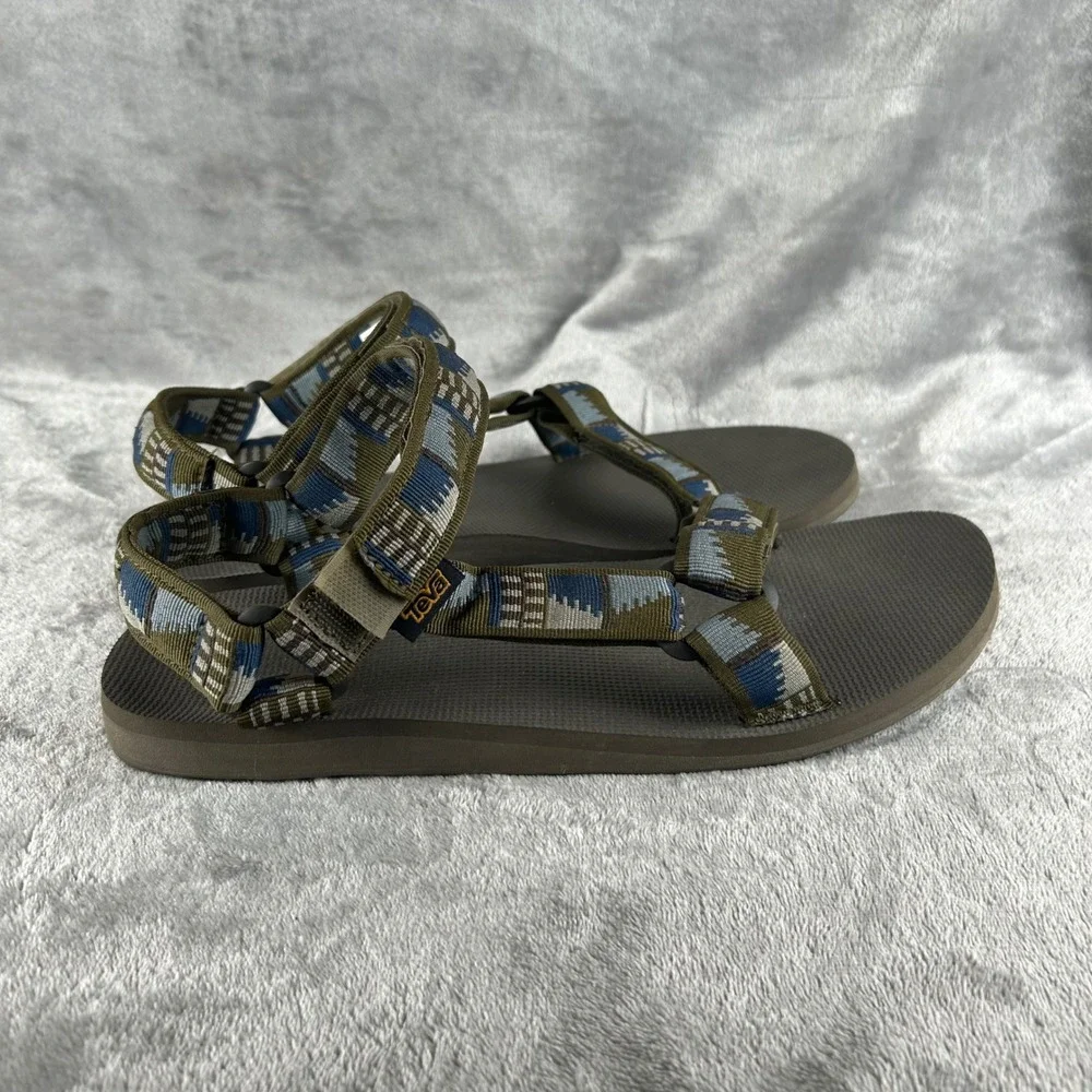Teva Original Universal Men 12 Dark Olive Geometric Strap Sandals 1004006